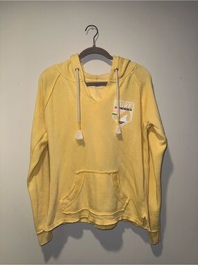 surf style Sunny Yellow Hooded Crewneck Sweater